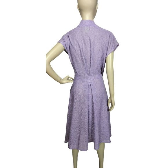 Vintage 60's Julie Miller of California Purple Wool Blend Boucle Wrap Dr… - Picture 4 of 7